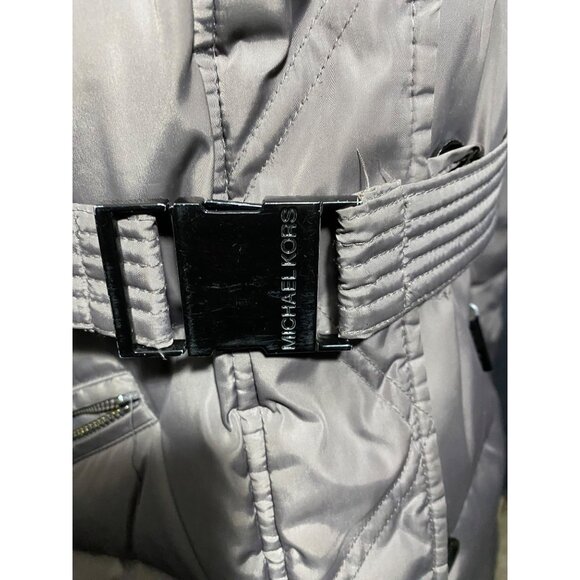 Michael Kors Puffer Coat Size Large Gray Womens Hooded Grey Polyester - Picture 9 of 16